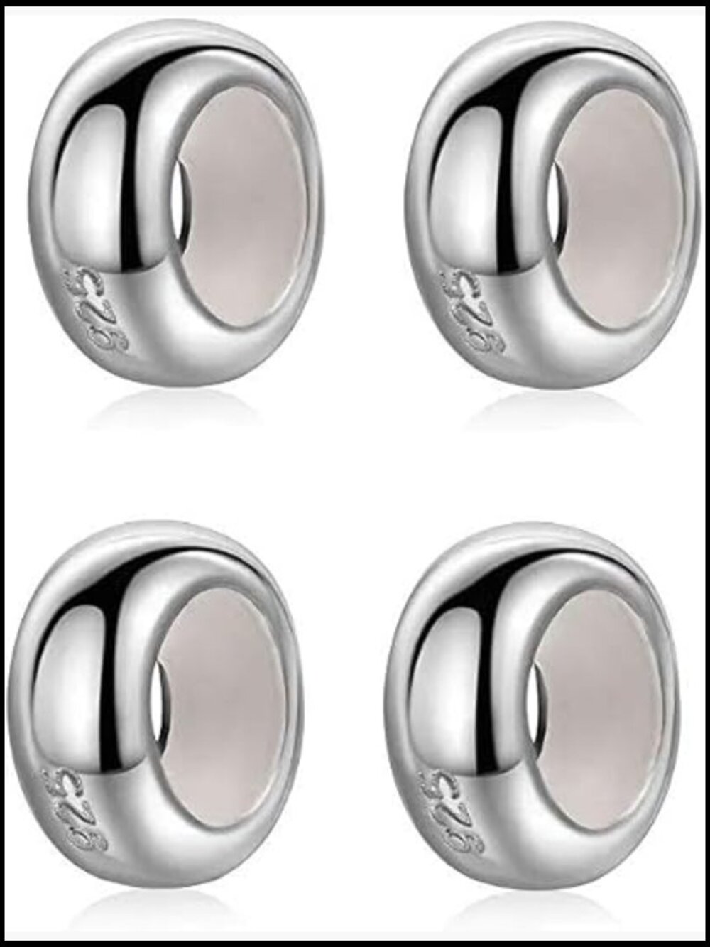 925 Sterling Silver Charm Stopper Spacers for Bracelets Minimalist Set